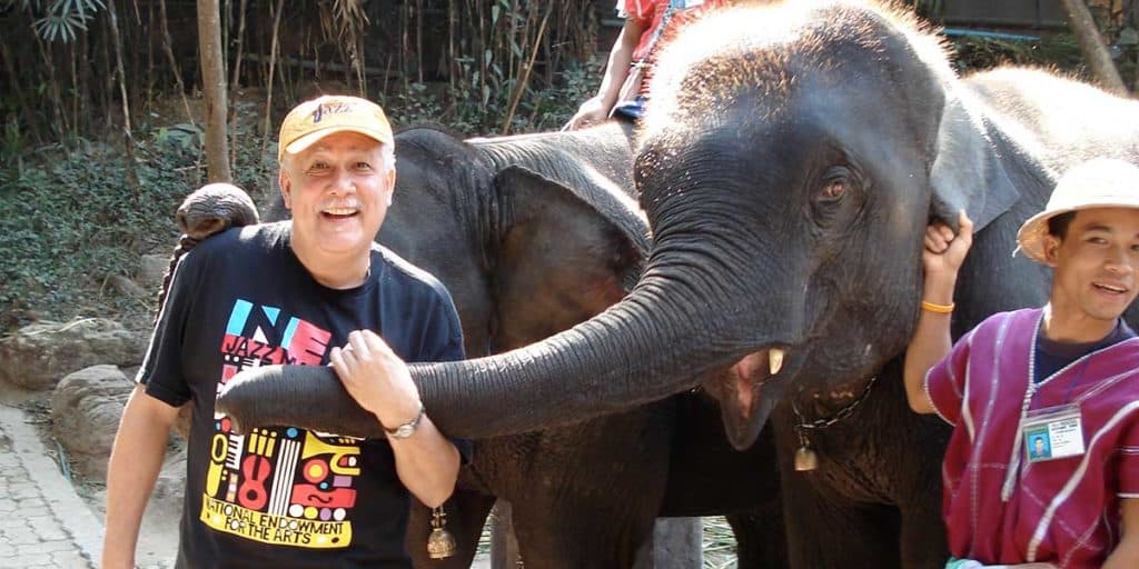 Paquito in Thailand with Elephant