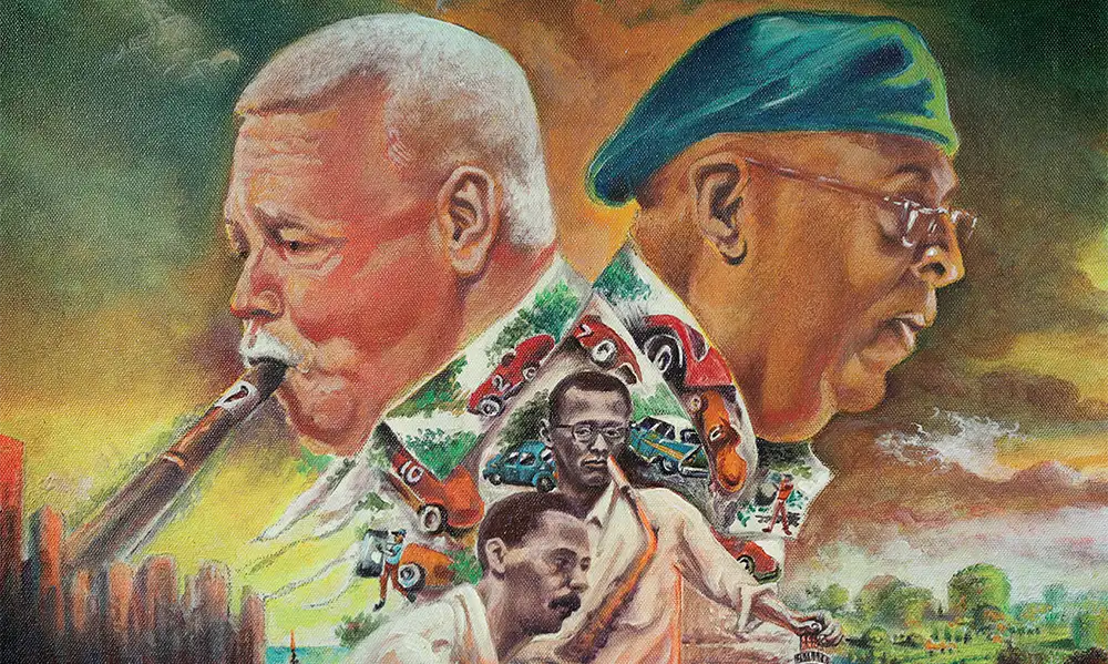 Artwork of Paquito D'Rivera and Chucho Valdés on the album cover of I Missed You Too!